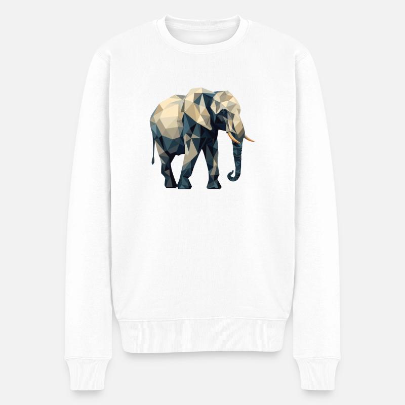 Elefant Origami Style - Männer Premium Bio Pullover - Weiß