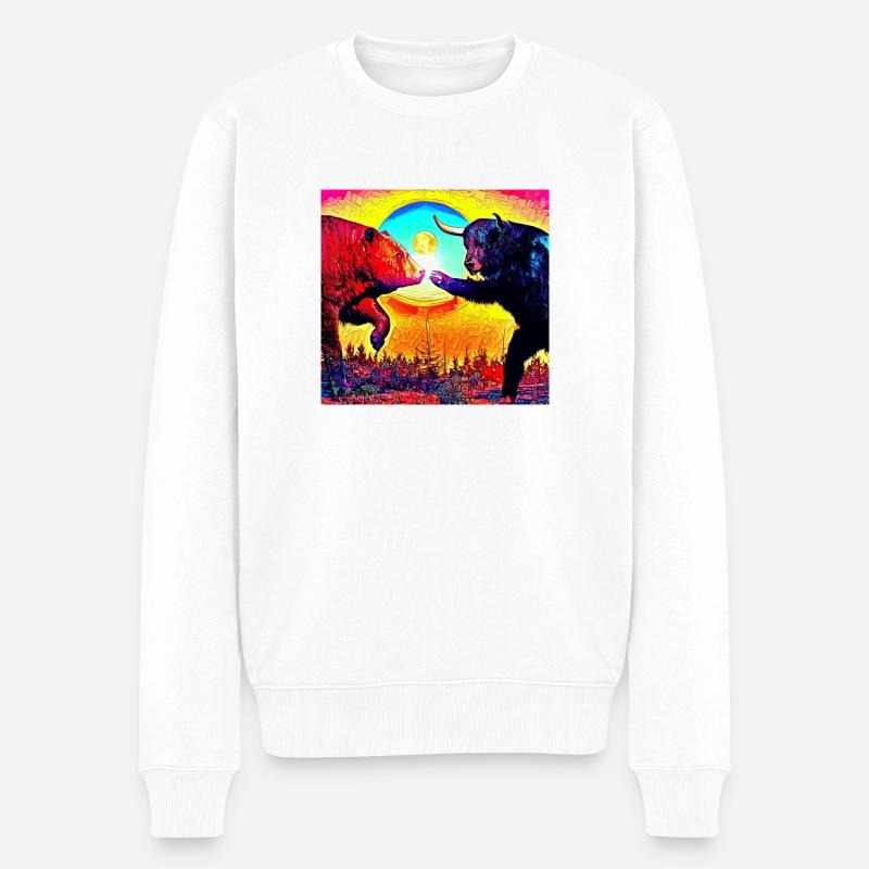 Bull vs. Bear - Männer Premium Bio Pullover - Weiß