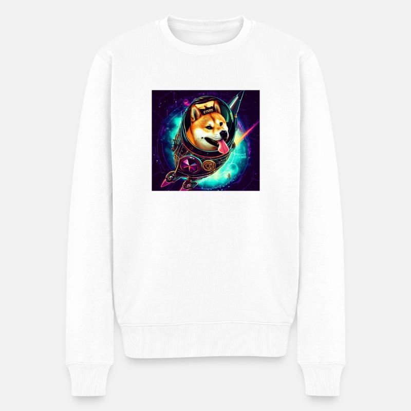 Shiba Inu à la lune - Pull Premium bio Homme - blanc