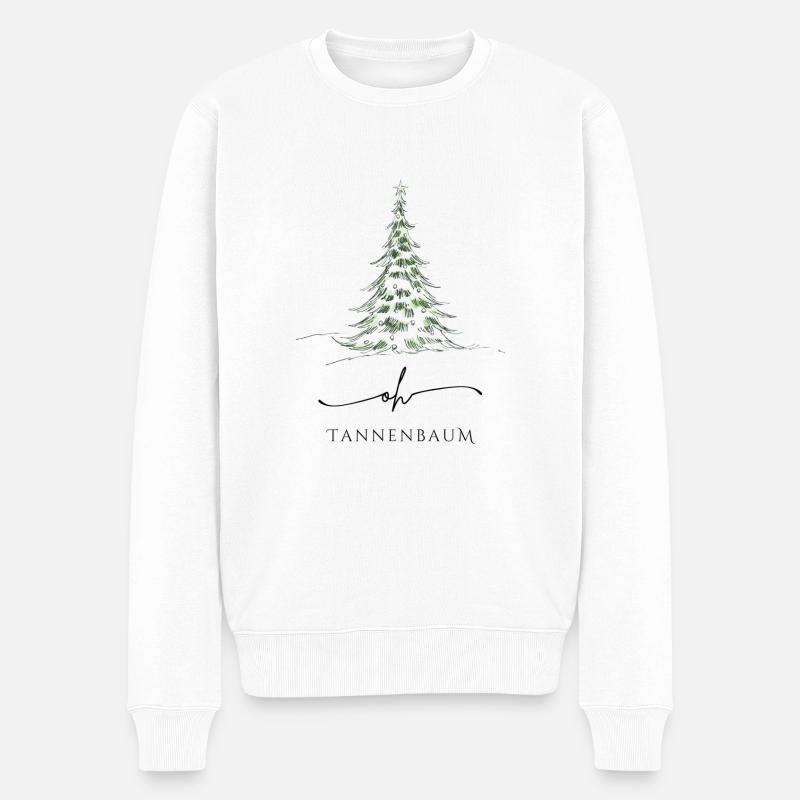 Oh Tannenbaum fröhliches Weihnachtsdesign - Männer Premium Bio Pullover - Weiß