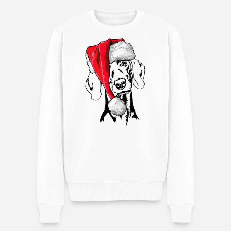 Santa Weimaraner Weihnachten Hunde Wilsigns - Männer Premium Bio Pullover - Weiß