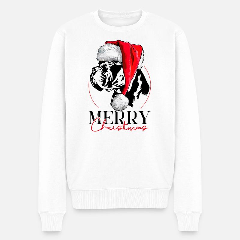 Santa Cane Corso Merry Christmas Hunde Wilsigns - Männer Premium Bio Pullover - Weiß