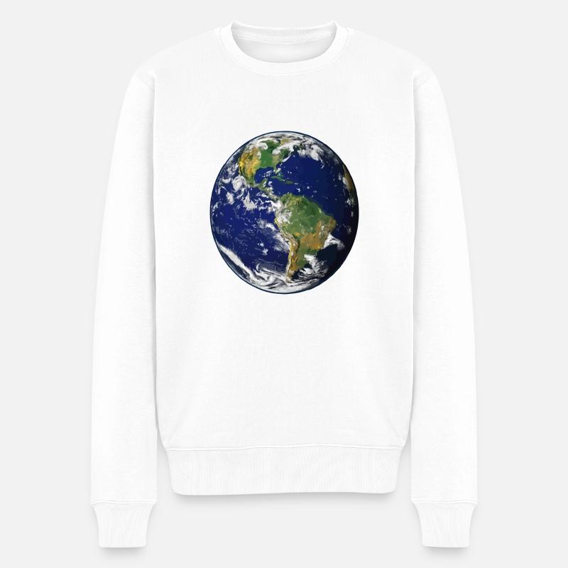 Planet Erde - Männer Premium Bio Pullover - Weiß