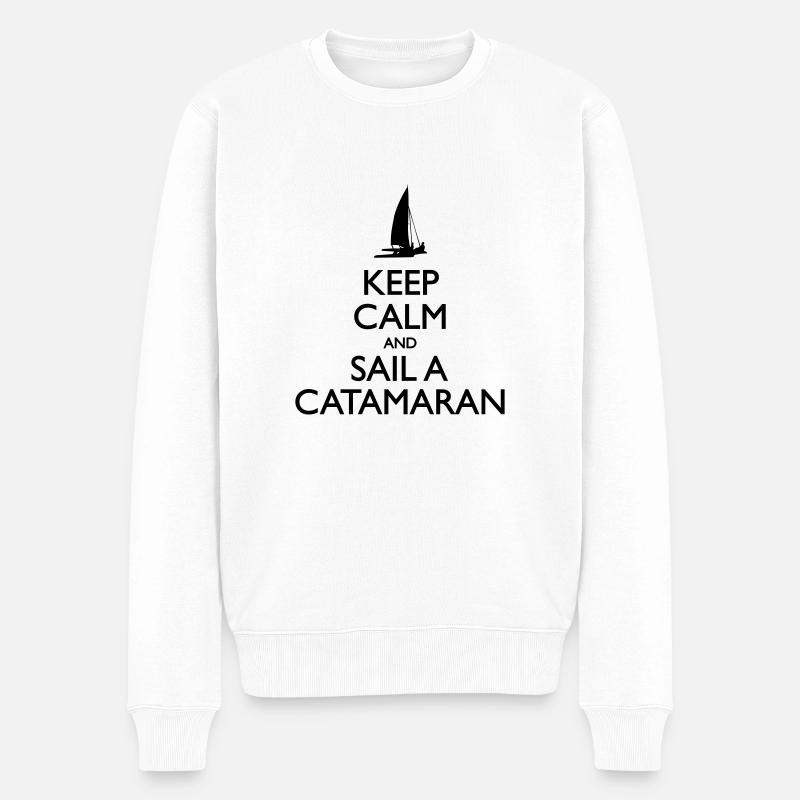 Sail a Catamaran - Männer Premium Bio Pullover - Weiß