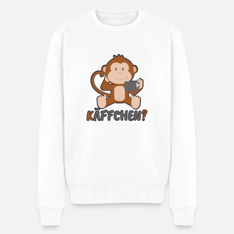 Cadeau de singe käffchen - Pull Premium bio Homme - blanc