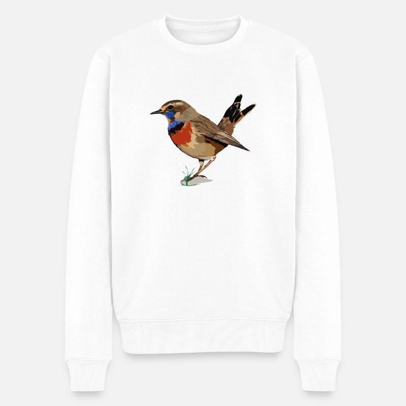 Blaukehlchen_Luscinia svecica - Männer Premium Bio Pullover - Weiß