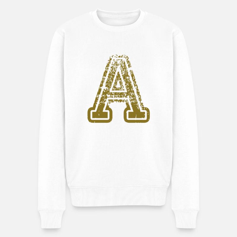 A - Buchstabe - Männer Premium Bio Pullover - Weiß