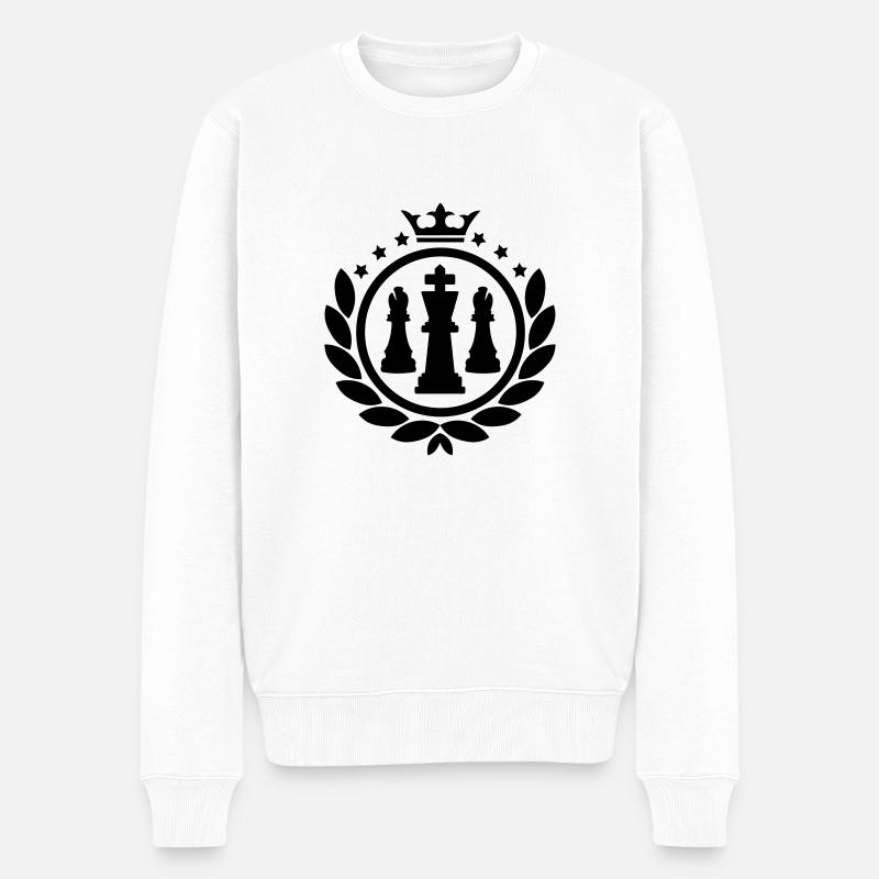 Lorbeerkranz (Schach) - Männer Premium Bio Pullover - Weiß