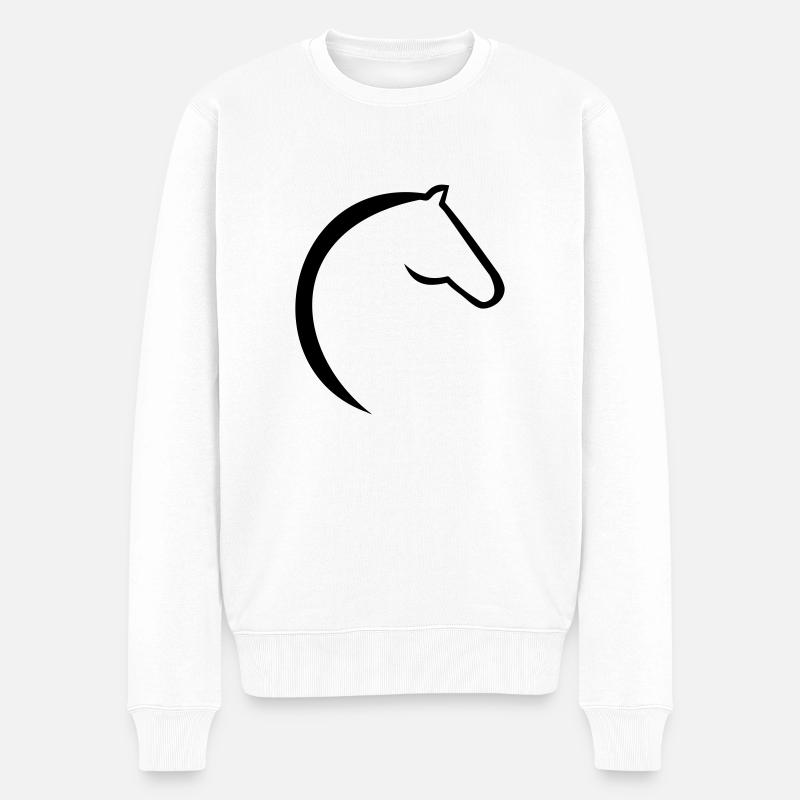 Pferd - Männer Premium Bio Pullover - Weiß