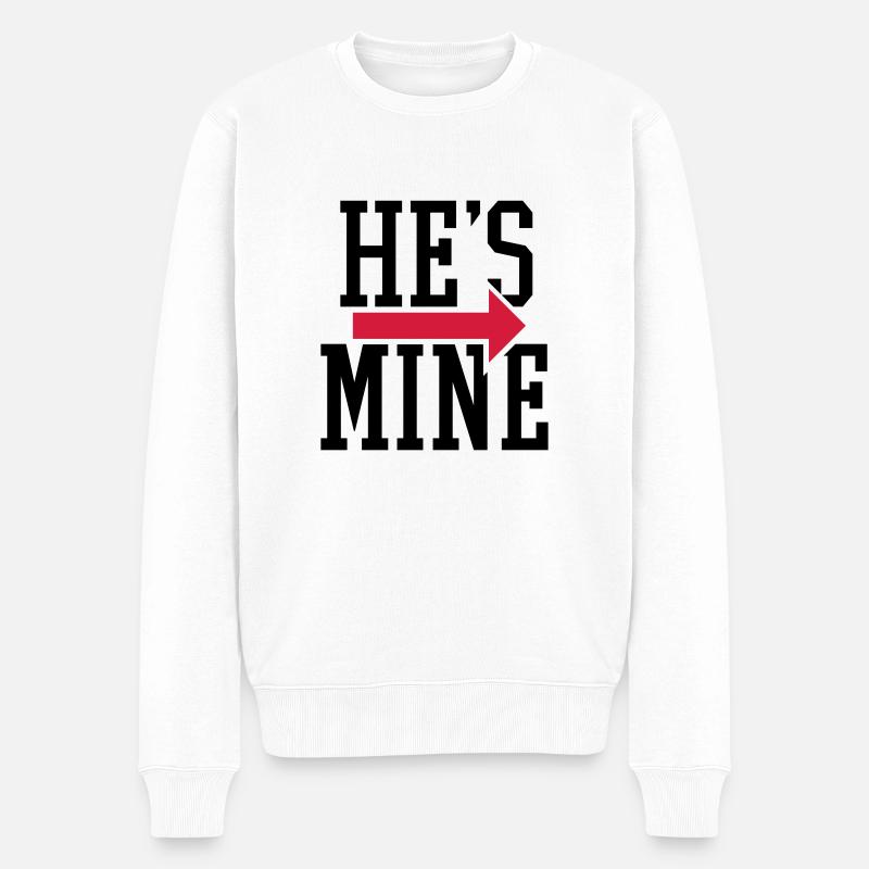 he_is_mine_1_f2 - Männer Premium Bio Pullover - Weiß