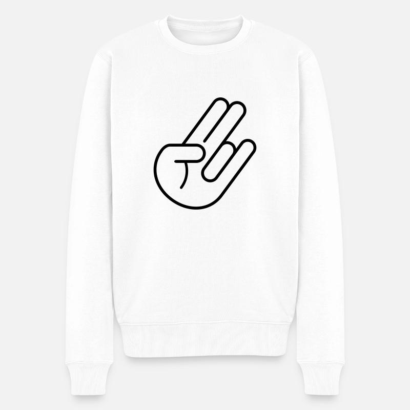 JDM Hand (Outline) - Männer Premium Bio Pullover - Weiß