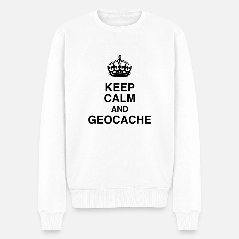 Geocaching / Geocacher / Kompass / Wald - Männer Premium Bio Pullover - Weiß