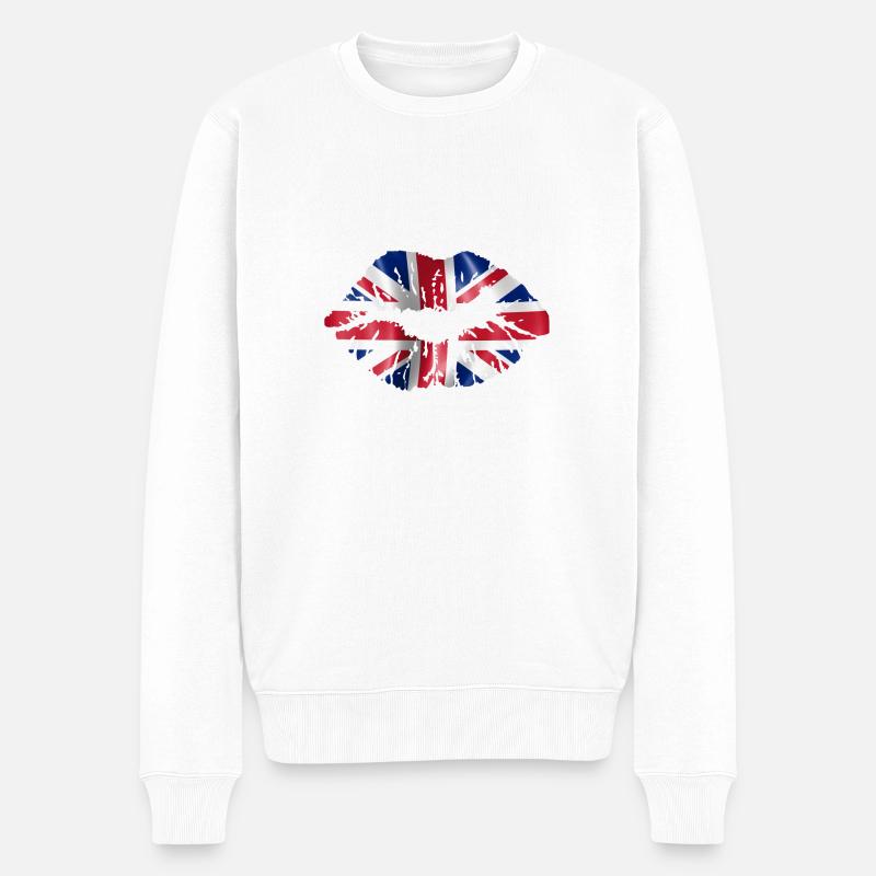 UK Lips - Men's Premium Organic Jumper - white