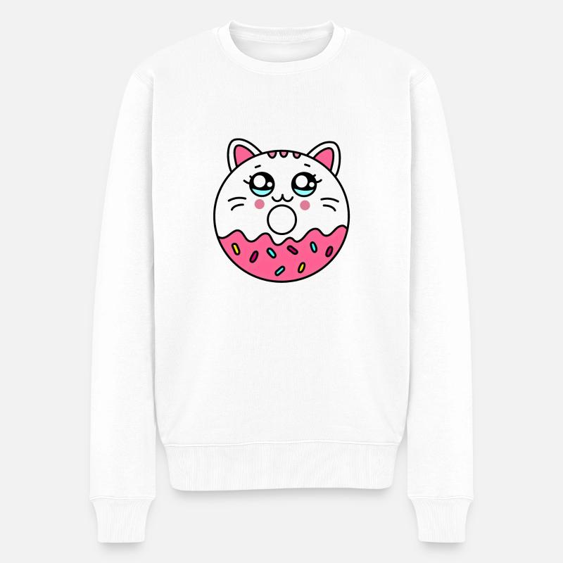 Donut Chat - Cute donut - Männer Premium Bio Pullover - Weiß