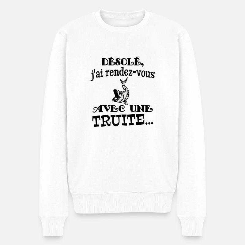 truite - Pull Premium bio Homme - blanc