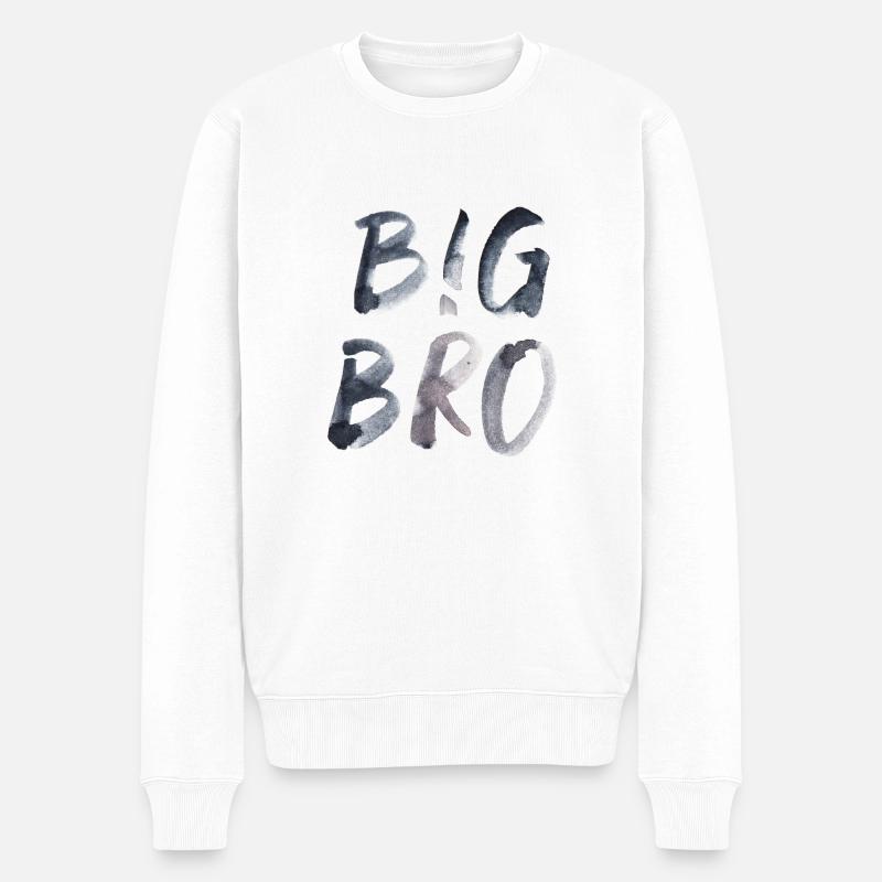 big bro großer Bruder Schrift Kinder Spruch - Männer Premium Bio Pullover - Weiß