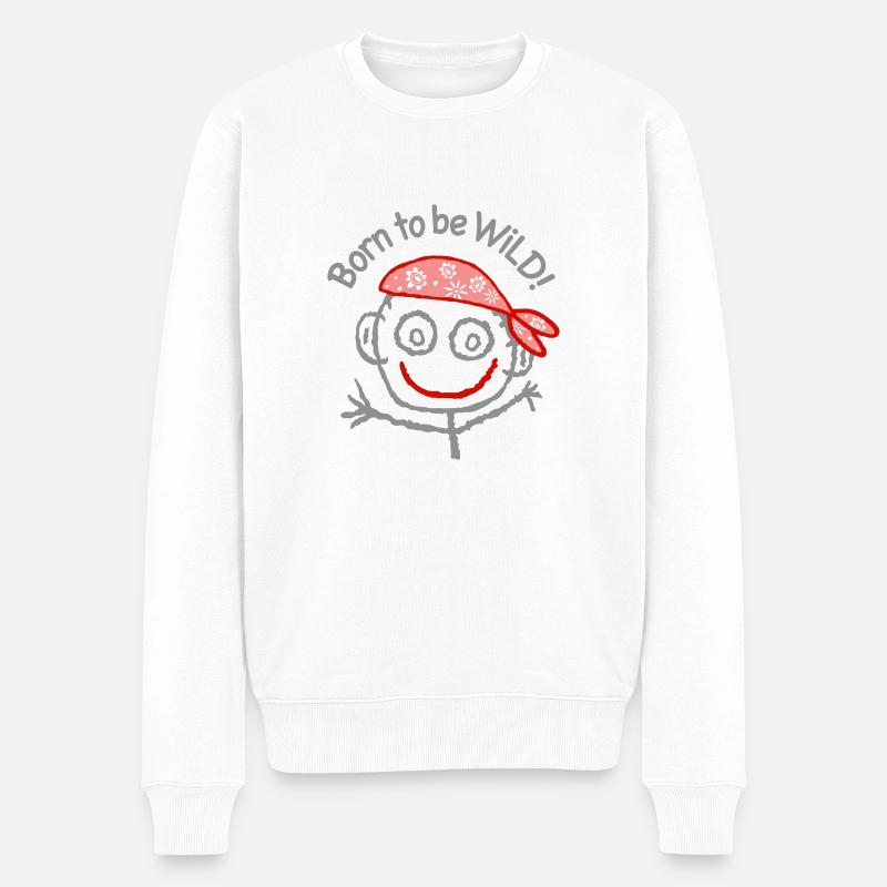 Pirat Born to be wild Kopftuch Comic Graffiti Meer - Männer Premium Bio Pullover - Weiß