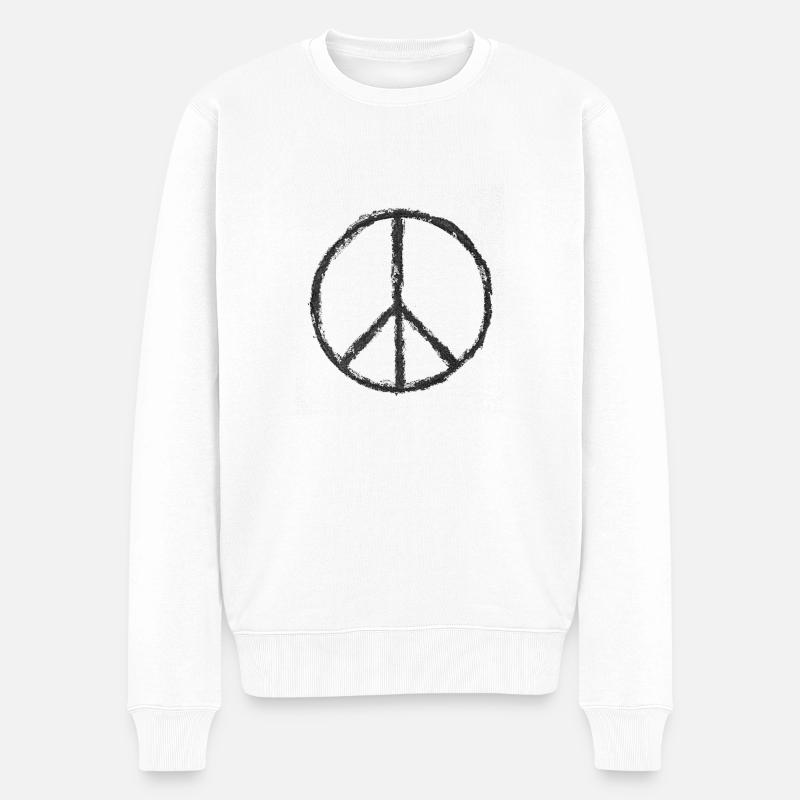 imprimé paix noir - Pull Premium bio Homme - blanc