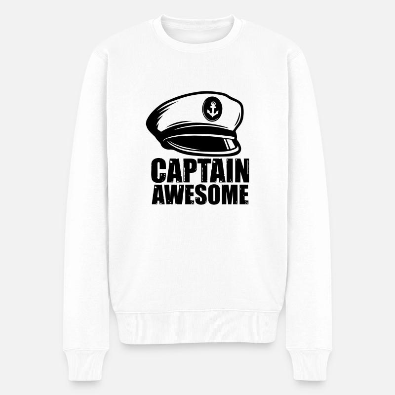 Captain awesome - Männer Premium Bio Pullover - Weiß