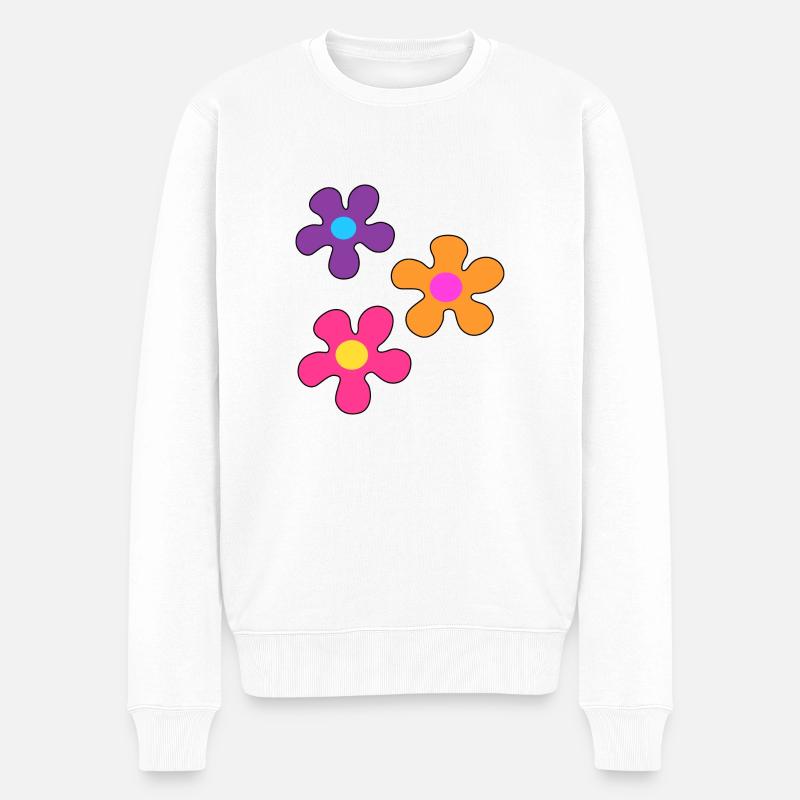 Hippie-Blumen - Männer Premium Bio Pullover - Weiß