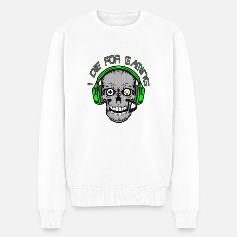 Gamer Skull - Männer Premium Bio Pullover - Weiß