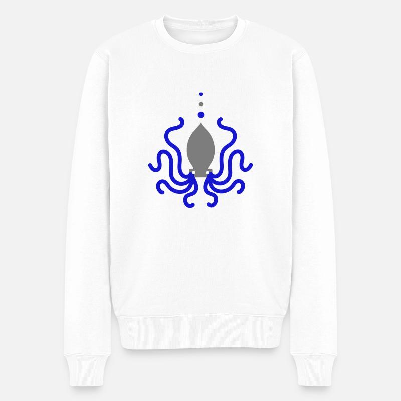 Octopus Octopus Blue Grey Animation - Pull Premium bio Homme - blanc