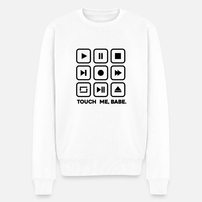 Berühre mich, Baby. - Männer Premium Bio Pullover - Weiß