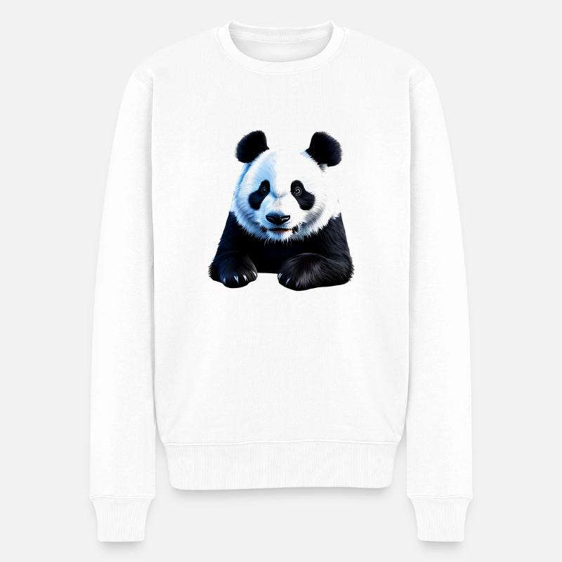panda niedlich - Männer Premium Bio Pullover - Weiß