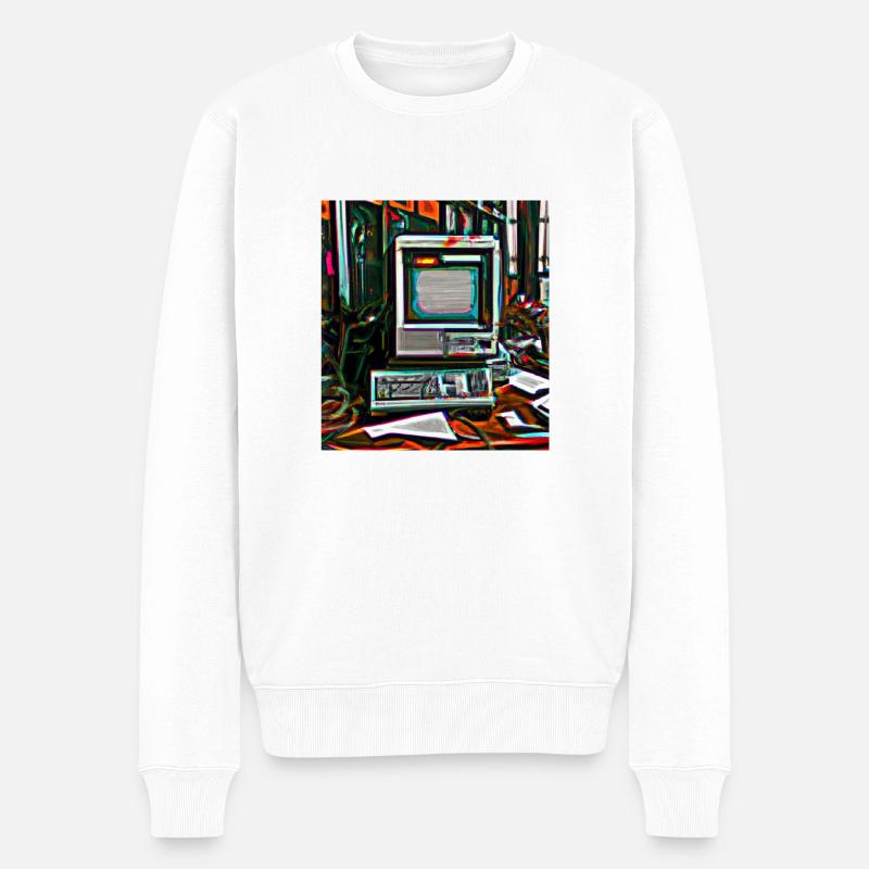 Alter Digital Art Computer - Männer Premium Bio Pullover - Weiß