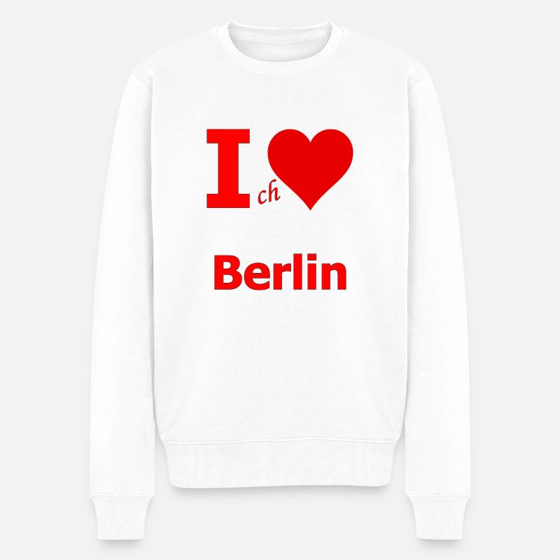 Ich liebe Berlin - Männer Premium Bio Pullover - Weiß