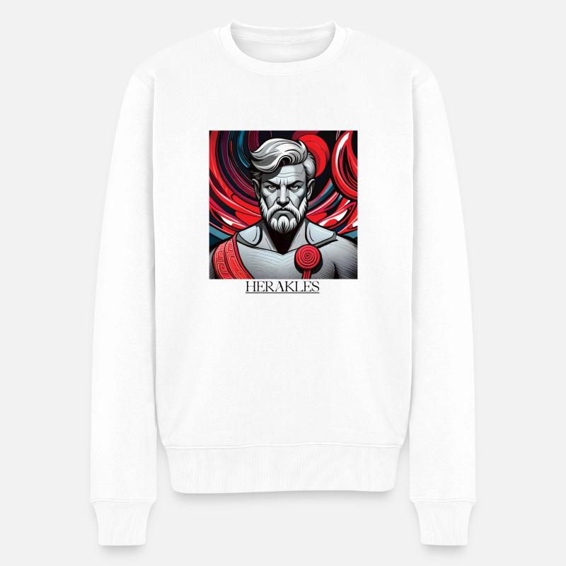 GREEK HERAKLES - Männer Premium Bio Pullover - Weiß