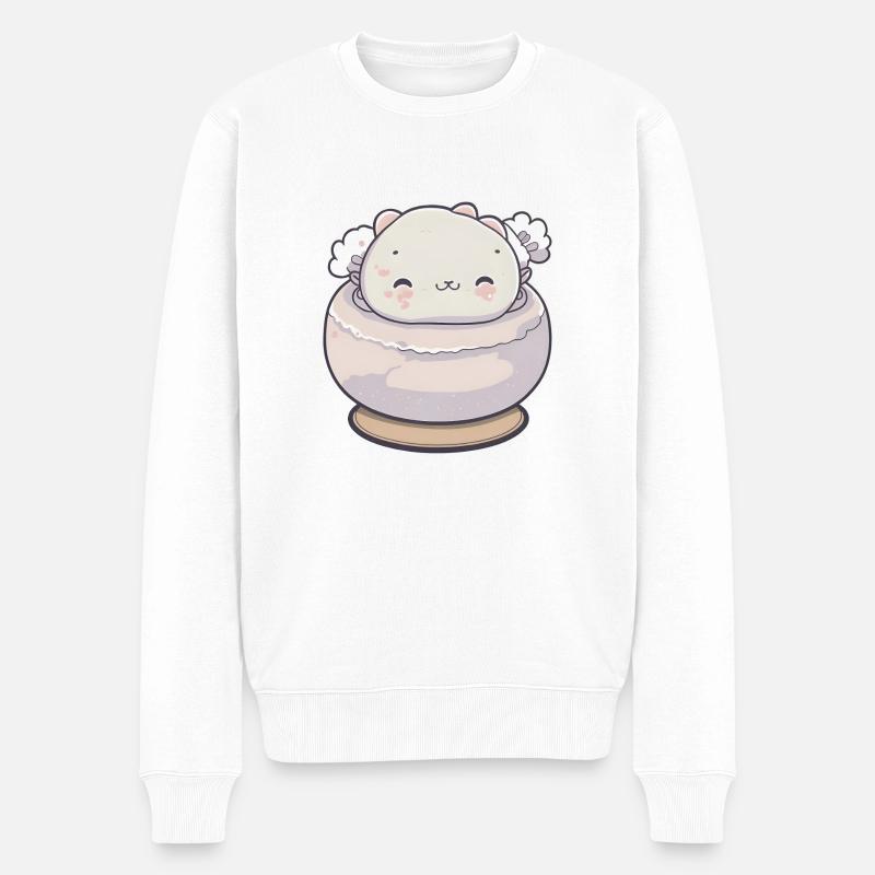 Kawaii Mochi - Männer Premium Bio Pullover - Weiß