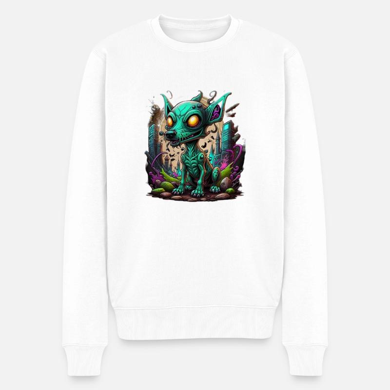 Alien Dog - Männer Premium Bio Pullover - Weiß