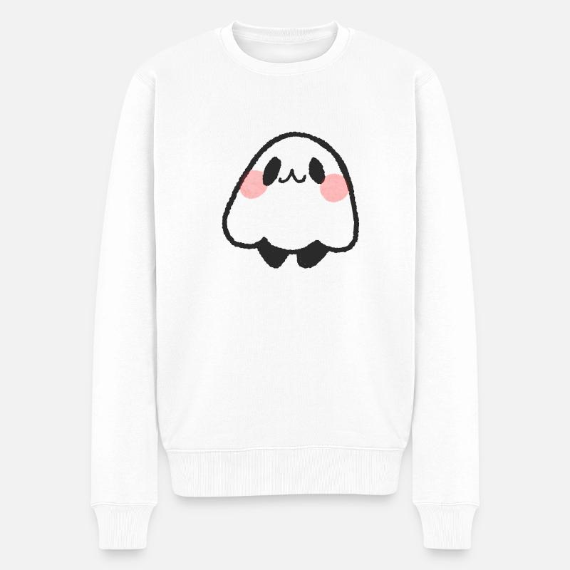 Geisterhaft - Männer Premium Bio Pullover - Weiß