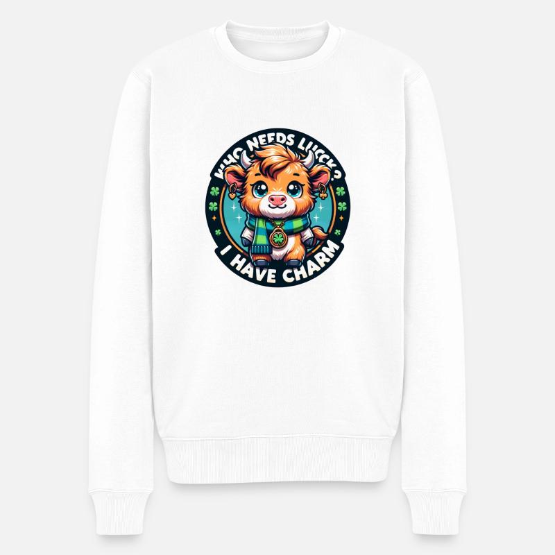 Saint Patricks Day - Baby Hochland Kalb - Männer Premium Bio Pullover - Weiß
