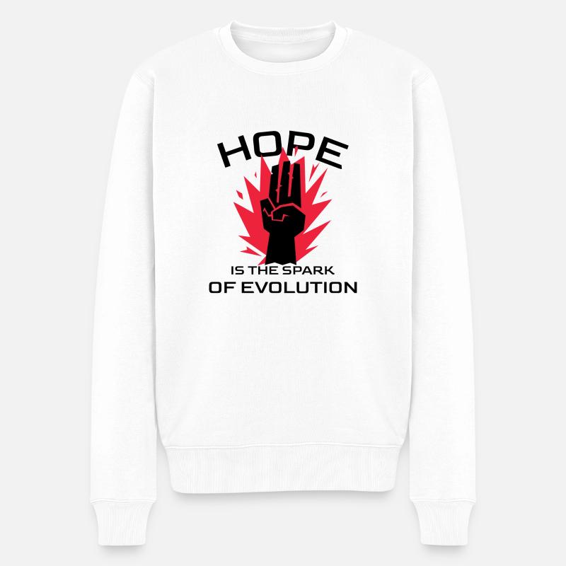 L’espoir est l’étincelle de l’évolution - Pull Premium bio Homme - blanc