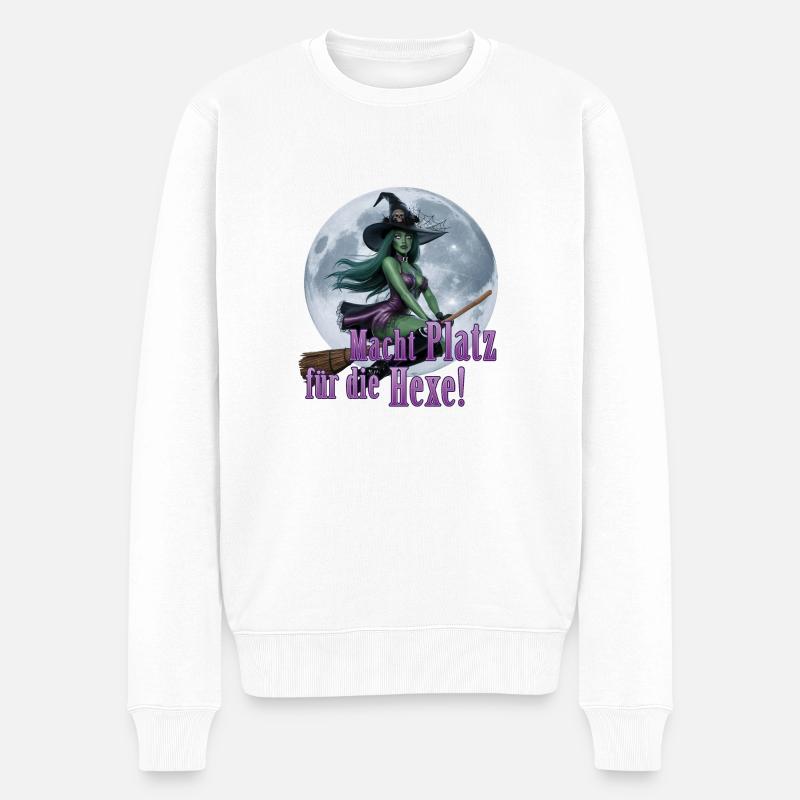 Hexe und Vollmond 03 - Männer Premium Bio Pullover - Weiß