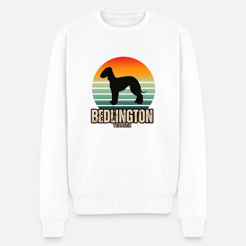 Bedlington Terrier Retro Sunset Silhouette - Pull Premium bio Homme - blanc