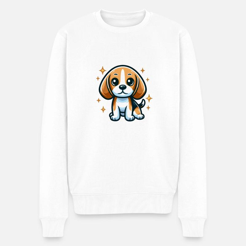 Chien Beagle Chibi - Pull Premium bio Homme - blanc