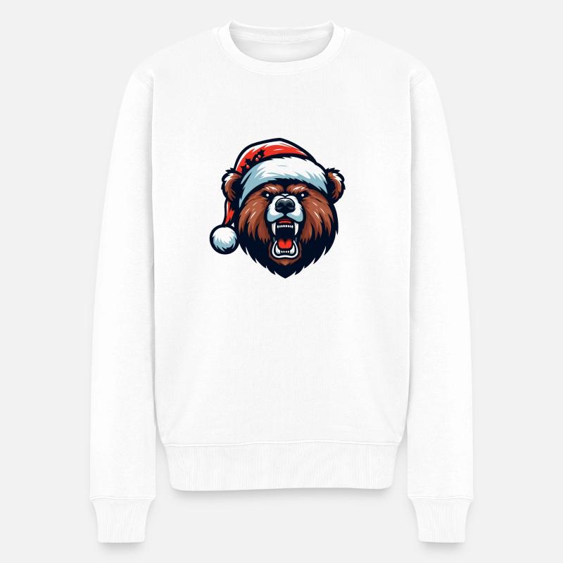 Weihnachten Grizzly Bär - Männer Premium Bio Pullover - Weiß