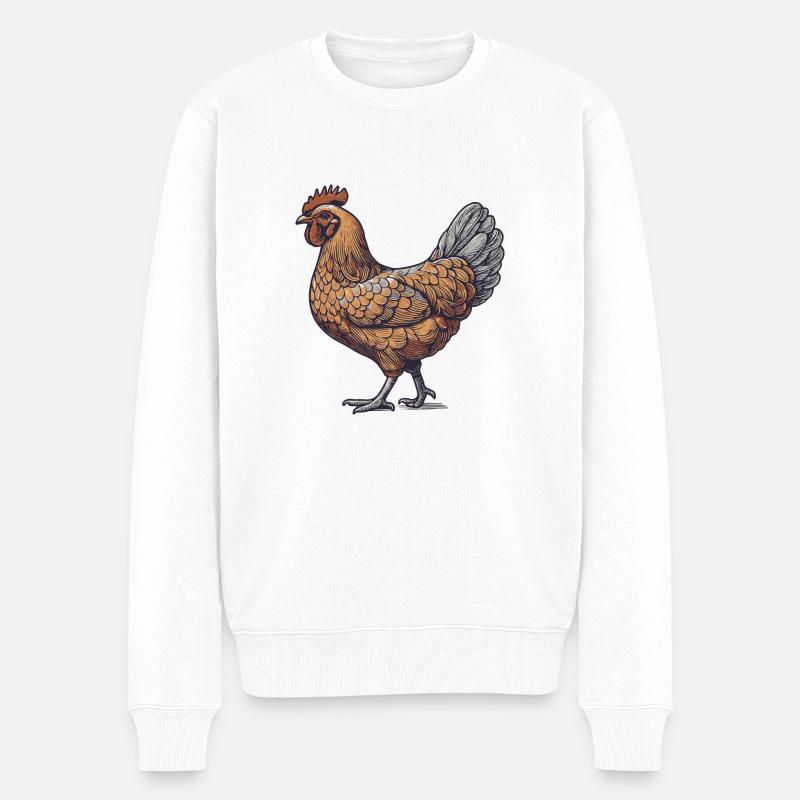 Hahn - Männer Premium Bio Pullover - Weiß