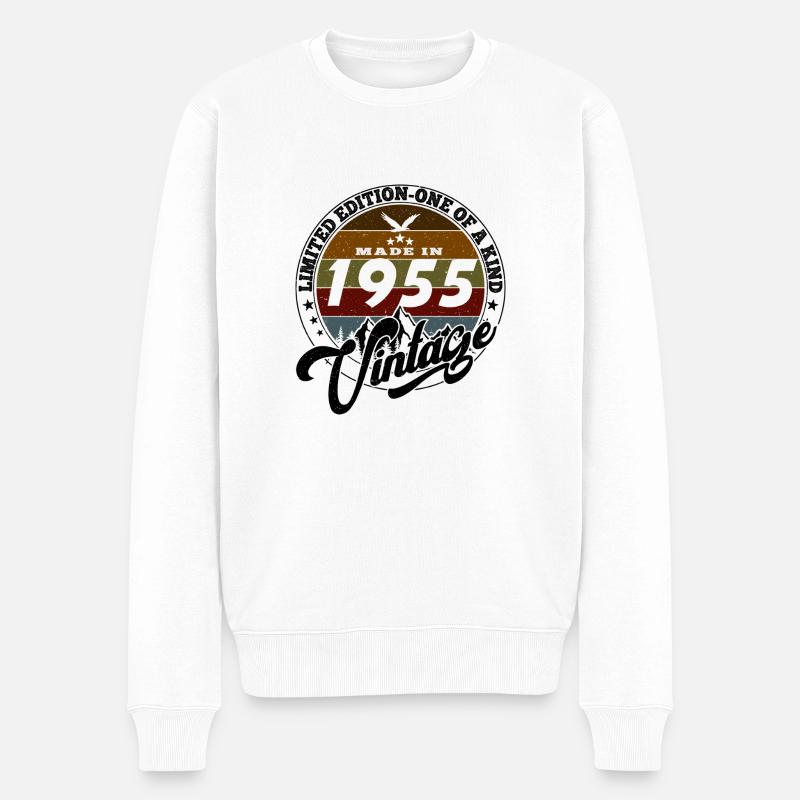 Eleganter Vintage: 1955 Retro Geschenk 1955 2025 - Männer Premium Bio Pullover - Weiß