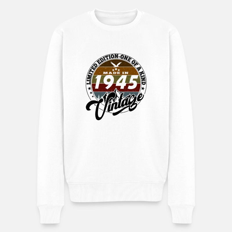 Eleganter Vintage: 1945 Retro Geschenk 1945 2025 - Männer Premium Bio Pullover - Weiß