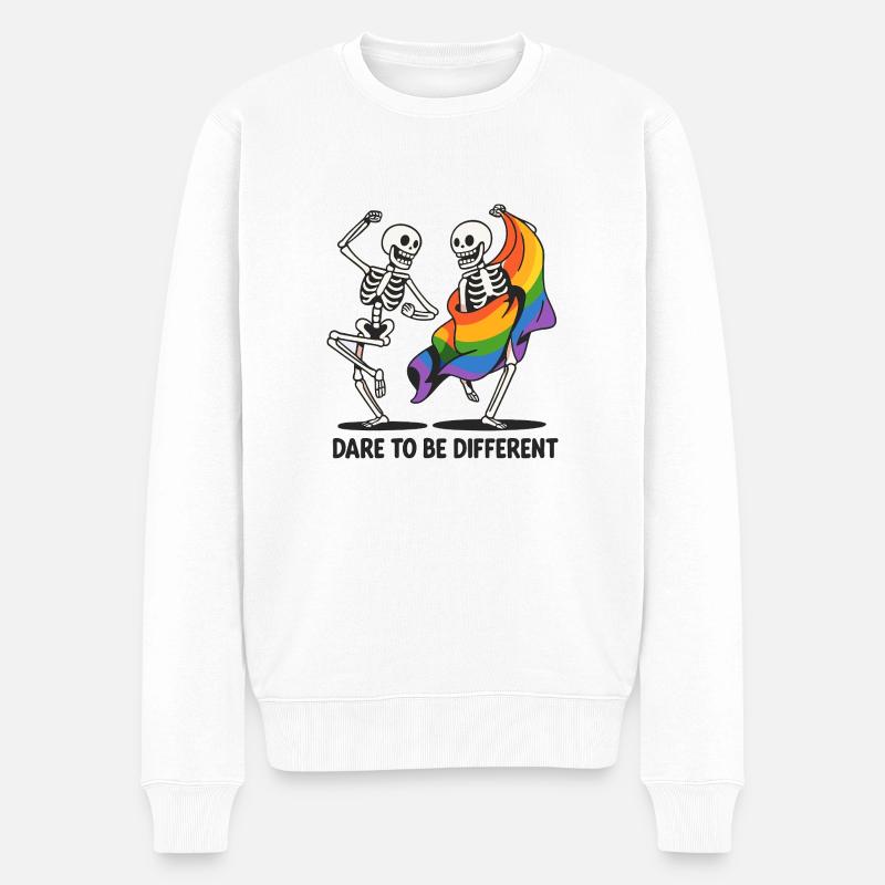 Trauen Sie sich, andere Skelette zu sein - Männer Premium Bio Pullover - Weiß