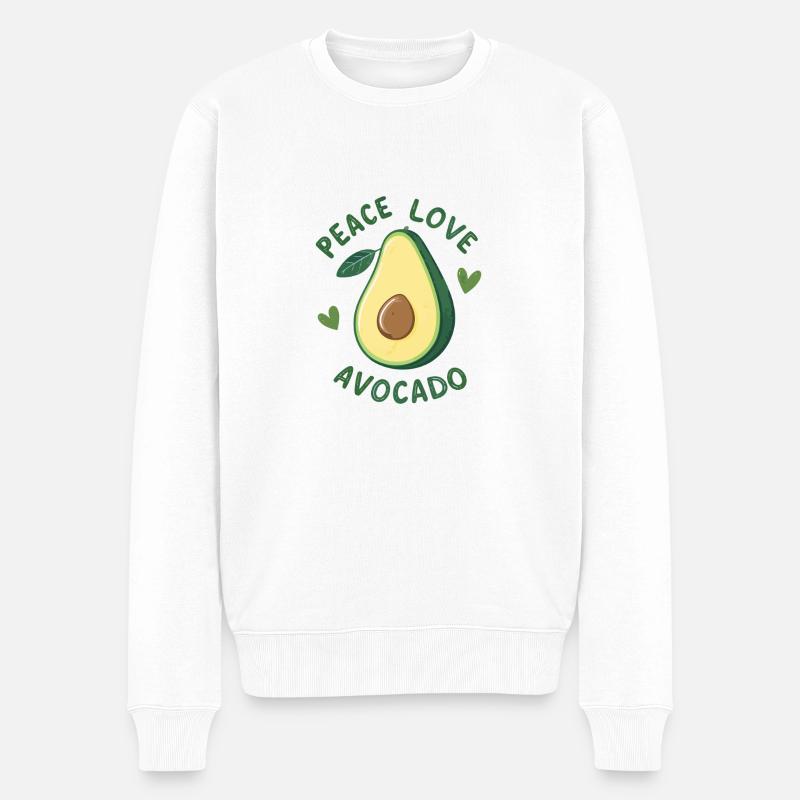 Frieden, Liebe und Avocado - Männer Premium Bio Pullover - Weiß