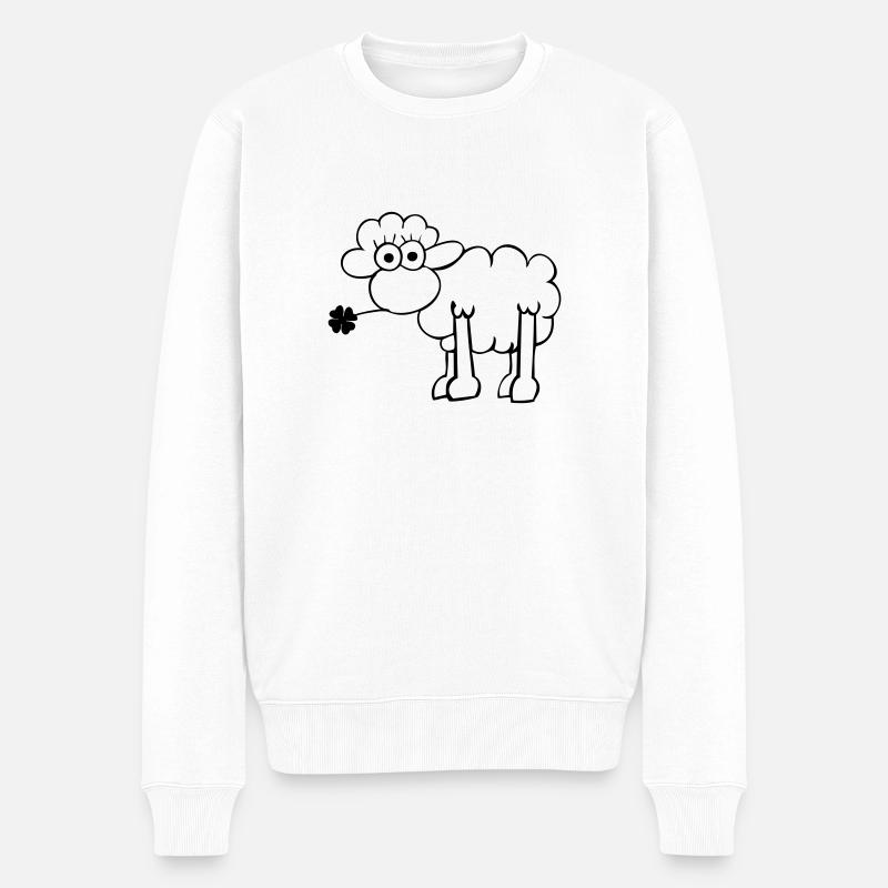 Schaf mit Kleeblatt - Männer Premium Bio Pullover - Weiß