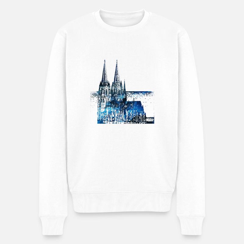 Köln Kölner Dom Cologne Deutschland Germany - Männer Premium Bio Pullover - Weiß