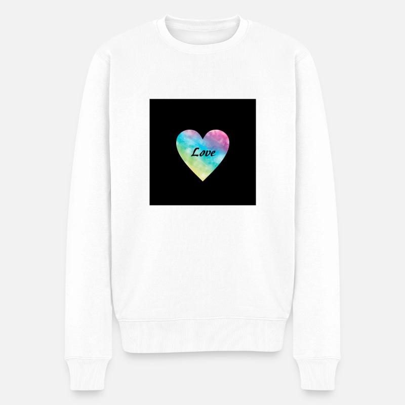 Love - Männer Premium Bio Pullover - Weiß