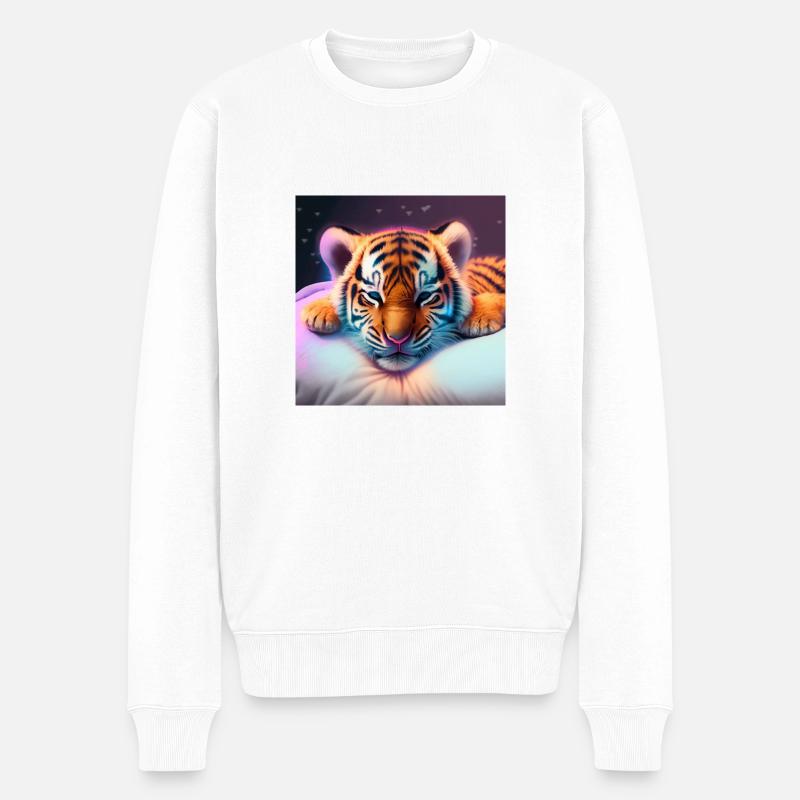 Tiger - Männer Premium Bio Pullover - Weiß
