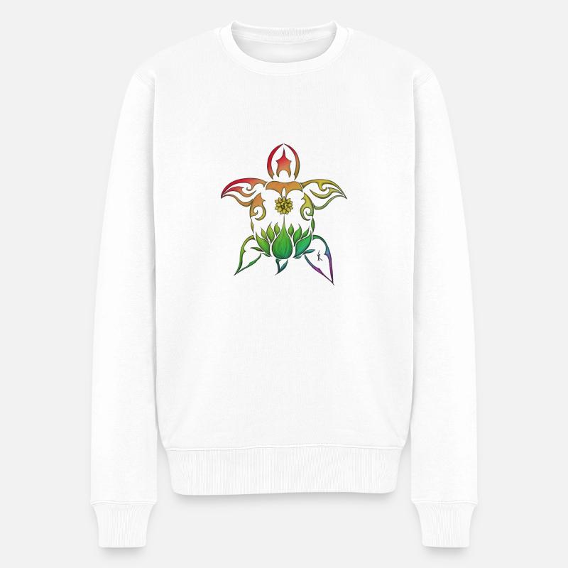 Regenbogen-Schildkröte - Männer Premium Bio Pullover - Weiß